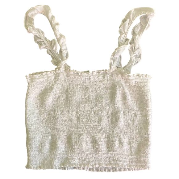 Aerie ruffle strap sleeveless smocked crop top - Picture 1 of 8